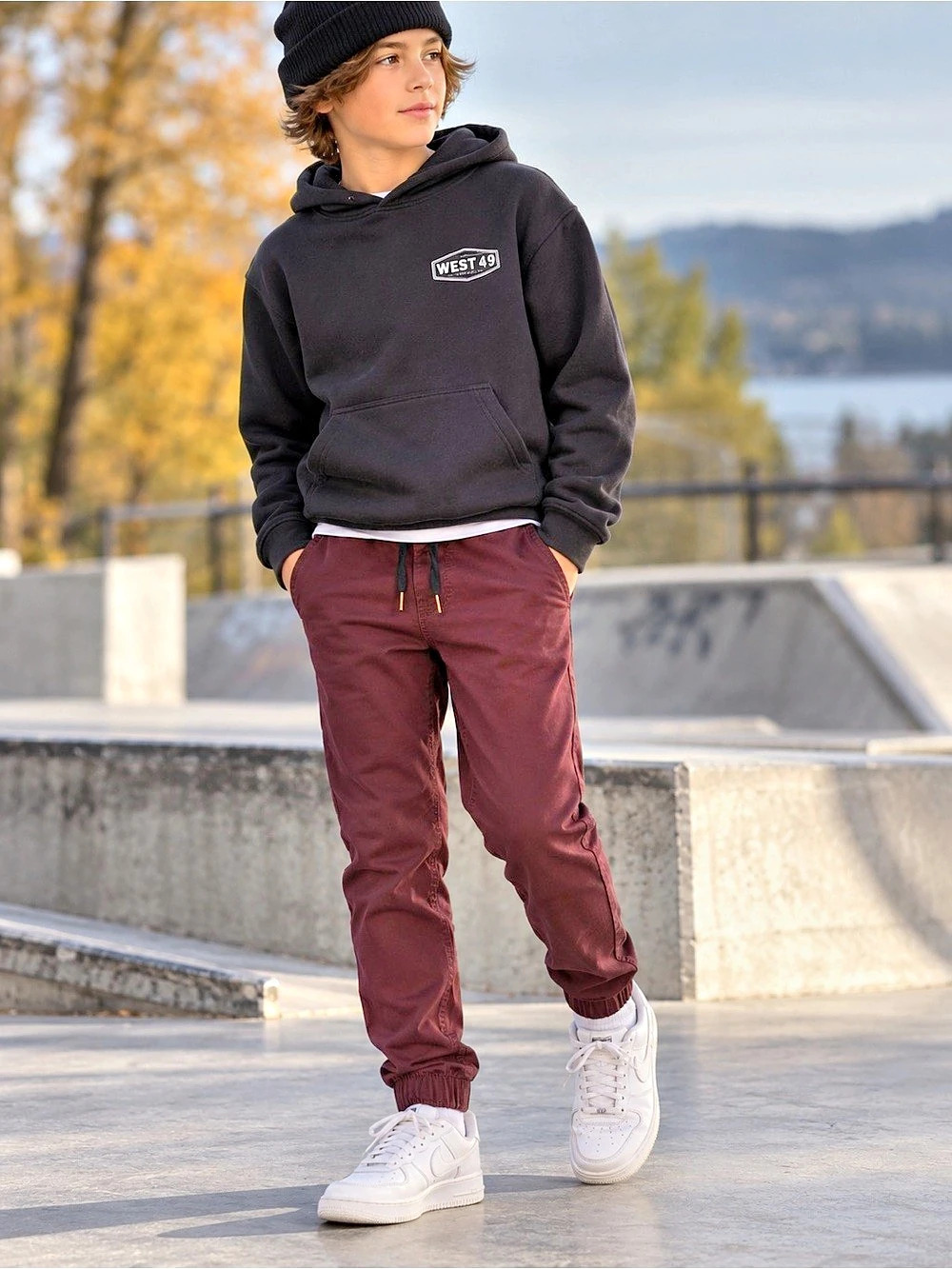 West 49 | Youth Boys 11/12 | Twill Jogger Pants | Burgundy